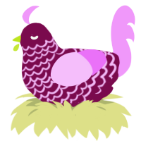 lineage curse g3, a wine and lavender chicken with a lace pattern