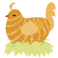 A orange and honey chicken with a bar pattern