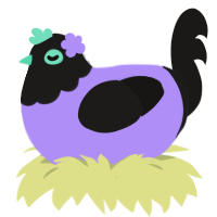 Pastel Goth, a lilac and sable chicken with a head pattern