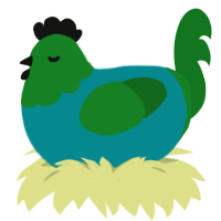 Minecraft Zombie, a teal and leaf chicken with a head pattern