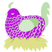 A amethyst and gluppy chicken with a lace pattern
