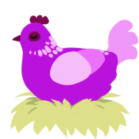 test tube, a amethyst and lavender chicken with a neck-speckle pattern