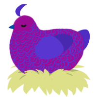 A plum and indigo chicken with a double-lace pattern