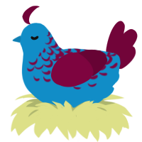 A sky and maroon chicken with a half-lace pattern