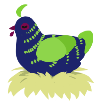 A navy and grass chicken with a half-bar pattern