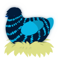 A tumblr and cerulean chicken with a bar pattern