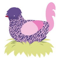 A overcast and pink chicken with a double-lace pattern
