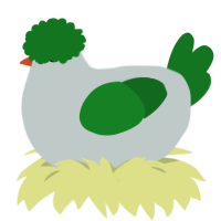 A silver and leaf chicken