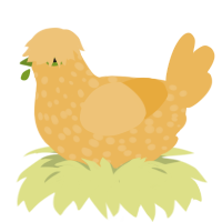 A honey chicken with a speckle pattern
