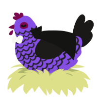 Nightwraith, a blurple and sable chicken with a lace pattern