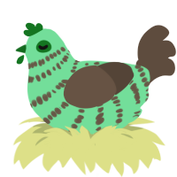 A spring and bark chicken with a bar pattern