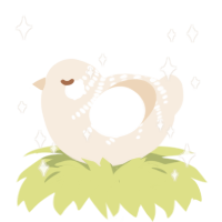A cream chicken with a half-bar pattern
