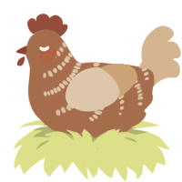 A brown and beige chicken with a half-bar pattern