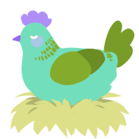 Minty, a mint and chartreuse chicken with a neck-band pattern