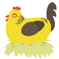 A yellow and bark chicken with a neck-band pattern