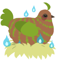A brown and chartreuse chicken with a bar pattern