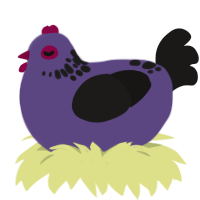 A overcast and sable chicken with a neck-speckle pattern