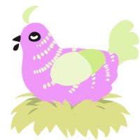 A lavender and apple chicken with a half-bar pattern