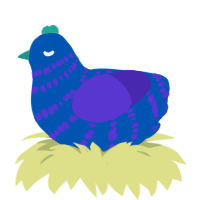 A ultramarine and indigo chicken with a bar pattern