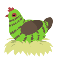 A grass and bark chicken with a bar pattern