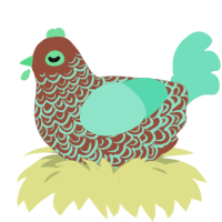 (unnamed), a russet and mint chicken with a double-lace pattern