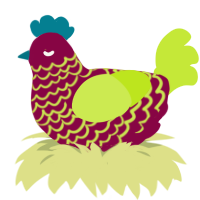A maroon and lime chicken with a lace pattern