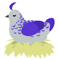 Mold Grape, a silver and indigo chicken with a half-lace pattern