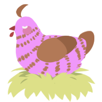 A lavender and brown chicken with a bar pattern