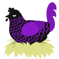 A black and violet chicken with a lace pattern