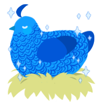 A sky and ultramarine chicken with a double-lace pattern