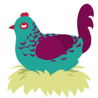 A turquoise and wine chicken with a half-lace pattern