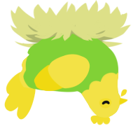 A grass and yellow chicken with a head pattern