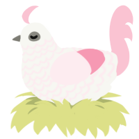 A white and rose chicken with a lace pattern