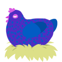 A indigo and ultramarine chicken with a speckle pattern