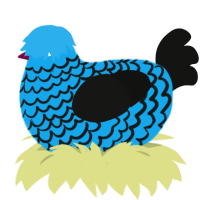 A sky and black chicken with a lace pattern