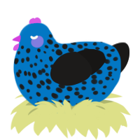 A sapphire and sable chicken with a speckle pattern