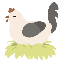 A cream and grey chicken