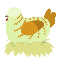 A apple and ochre chicken with a half-bar pattern