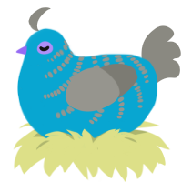 A cerulean and ash chicken with a half-bar pattern