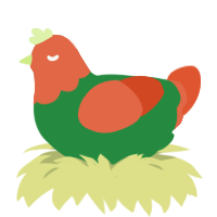 A viridian and vermilion chicken with a head pattern