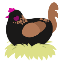 A sable and brown chicken with a neck-speckle pattern