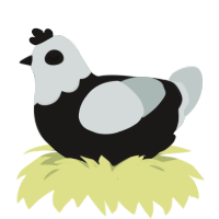 A sable and silver chicken with a head pattern