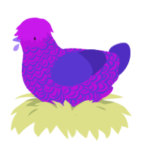 A amethyst and indigo chicken with a double-lace pattern