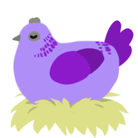 A lilac and violet chicken with a neck-band pattern