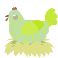A gluppy and lime chicken with a bar pattern