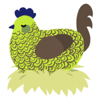 A lime and bark chicken with a double-lace pattern