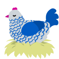 porcelain, a mist and ultramarine chicken with a lace pattern
