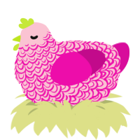 A rose and fuchsia chicken with a double-lace pattern
