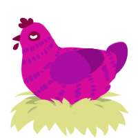 (unnamed), a fuchsia and plum chicken with a bar pattern