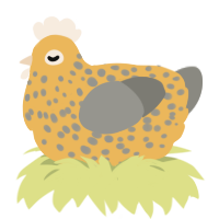 A honey and ash chicken with a speckle pattern